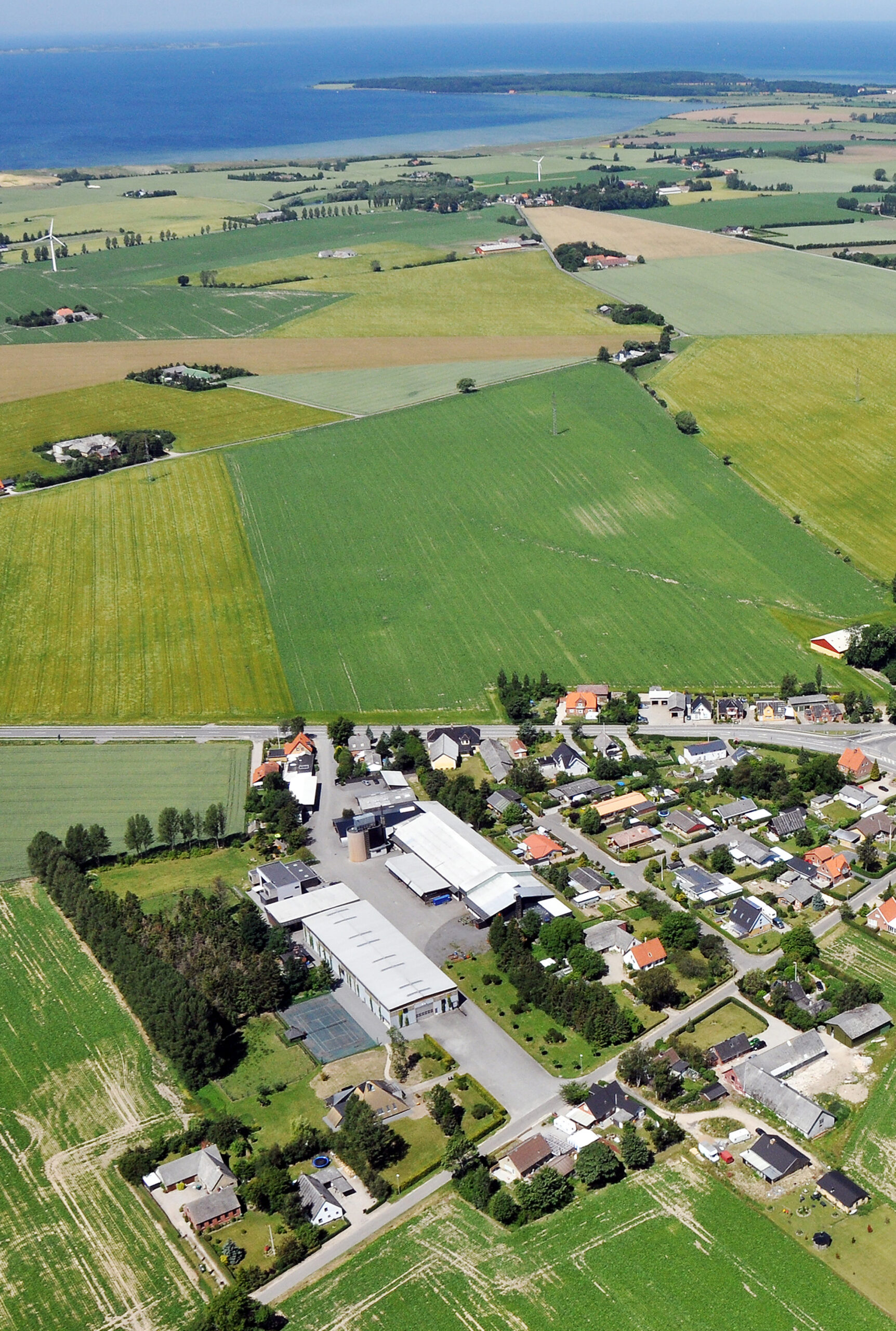 Flexwood A/S luftfoto af hovedbygning